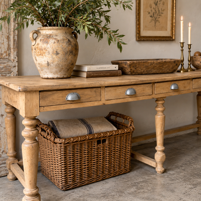 Large Antique European Oak Work Table | c. 1900