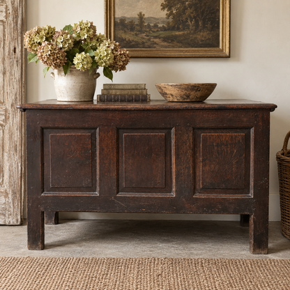 Antique English Oak Coffer / Blanket Chest
Circa late 18th to early 19th century