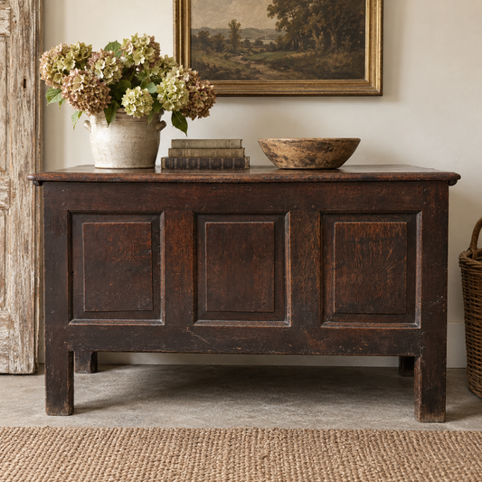 Antique English Oak Coffer / Blanket Chest
Circa late 18th to early 19th century