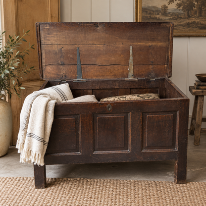 Antique English Oak Coffer / Blanket Chest
Circa late 18th to early 19th century