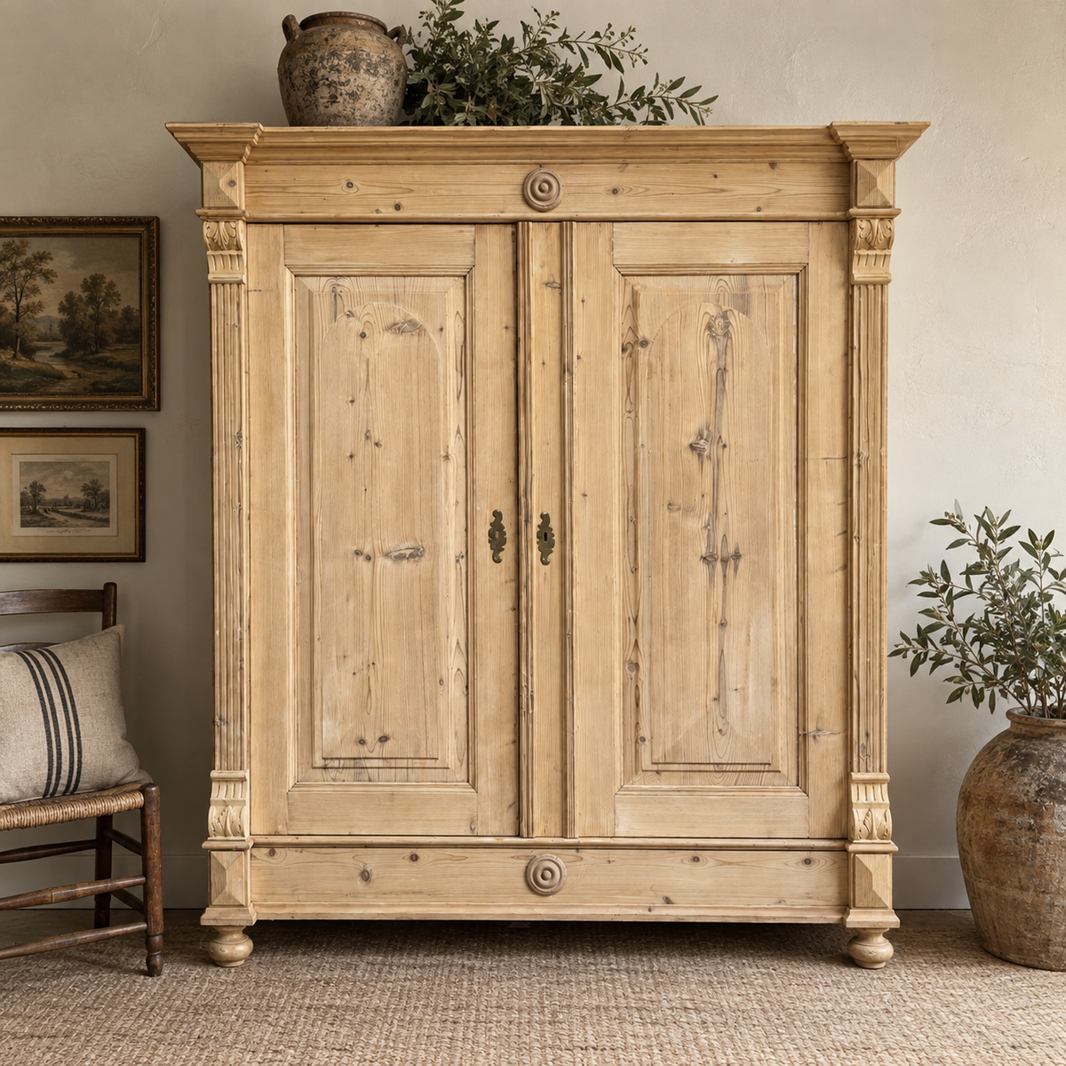 Antique Knock-Down Pine Armoire