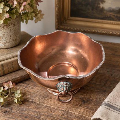 Antique Copper Jardinière with Lion Mask Handles