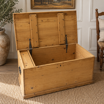 Antique Pine Blanket Chest — 19th Century
