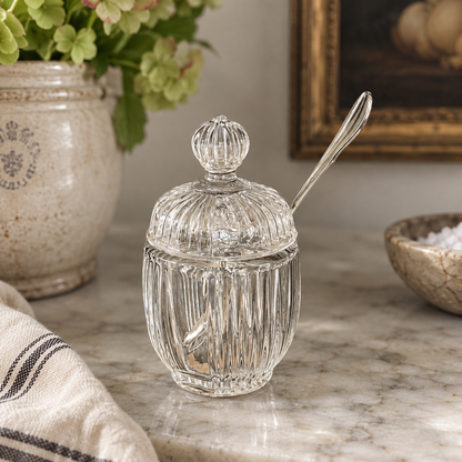 Vintage Pressed Glass Mustard Pot