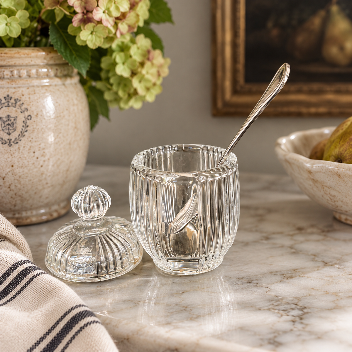 Vintage Pressed Glass Mustard Pot