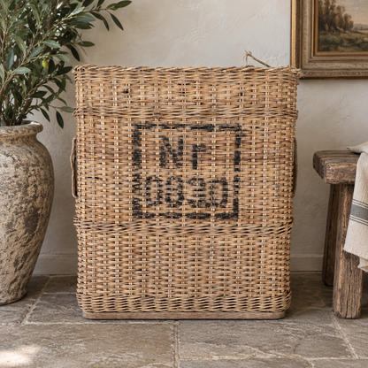 Antique French Wicker Champagne Bottle Basket