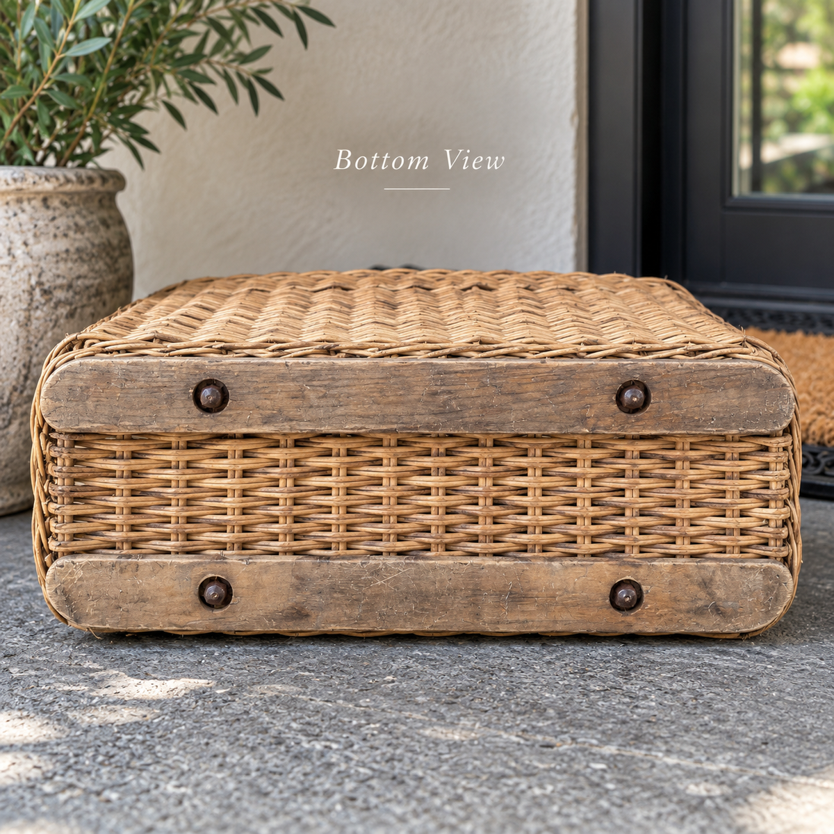 Antique French Wicker Champagne Bottle Basket