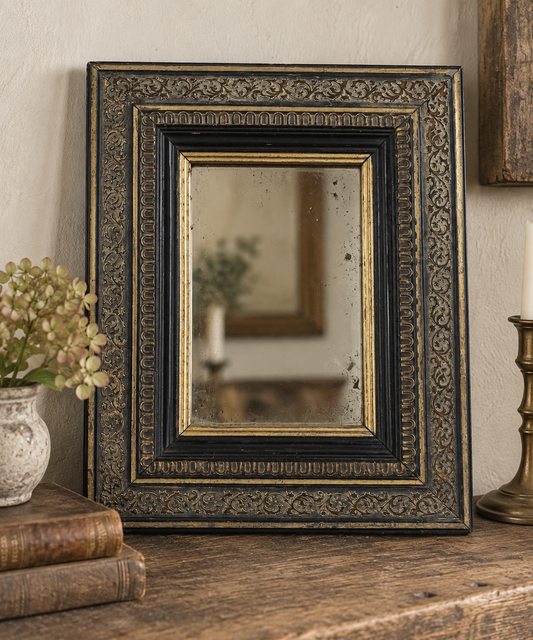 Antique Victorian Ebonized & Gilt Framed Mirror, c. 1880