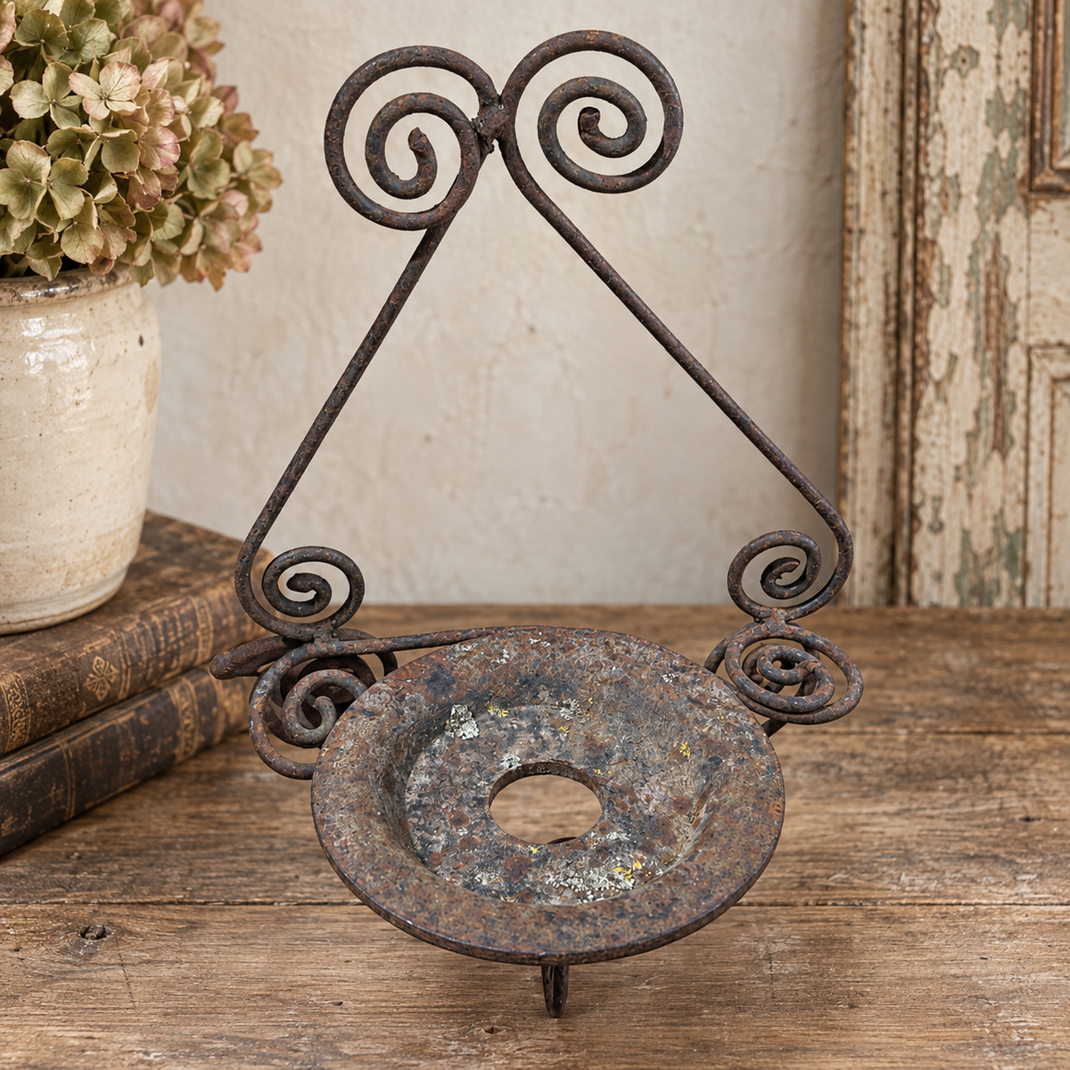 Antique Hand-Forged Iron Wall Candle Sconce