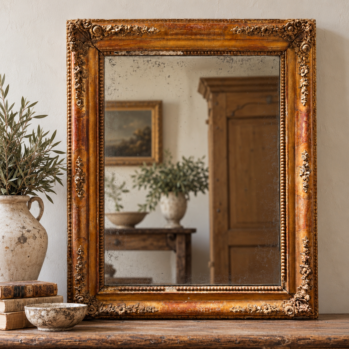 Antique Giltwood & Gesso Mirror | c. 1870–1890