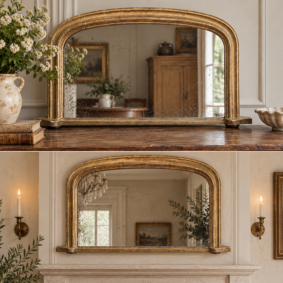 Antique Giltwood Overmantel Mirror | Late 19th Century
