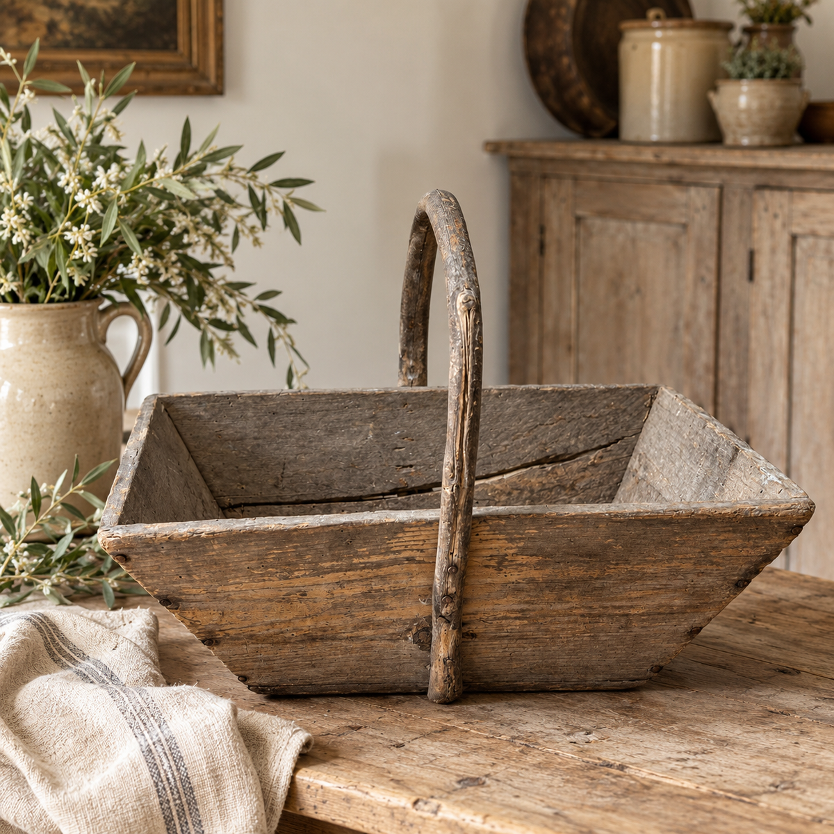 Antique Primitive Wooden Garden Trug | c. 1900