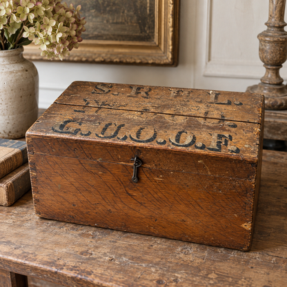 Antique Grand United Order of Odd Fellows Wooden Box
