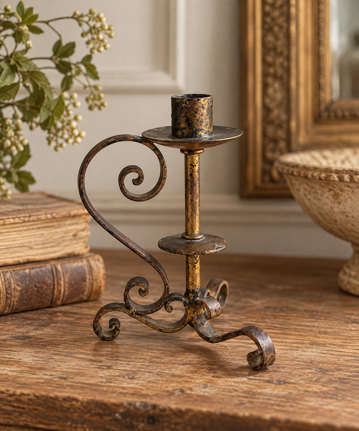 Antique French Wrought Iron Candlestick