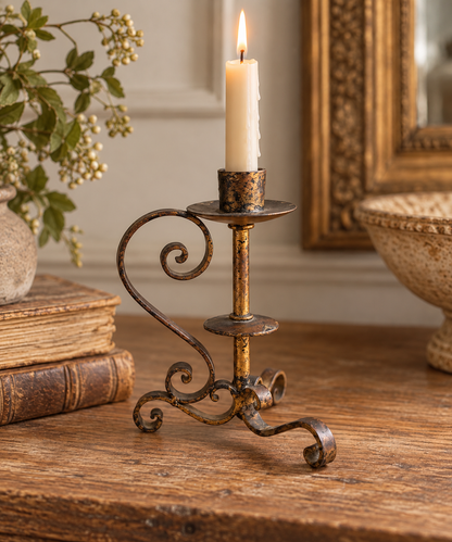 Antique French Wrought Iron Candlestick