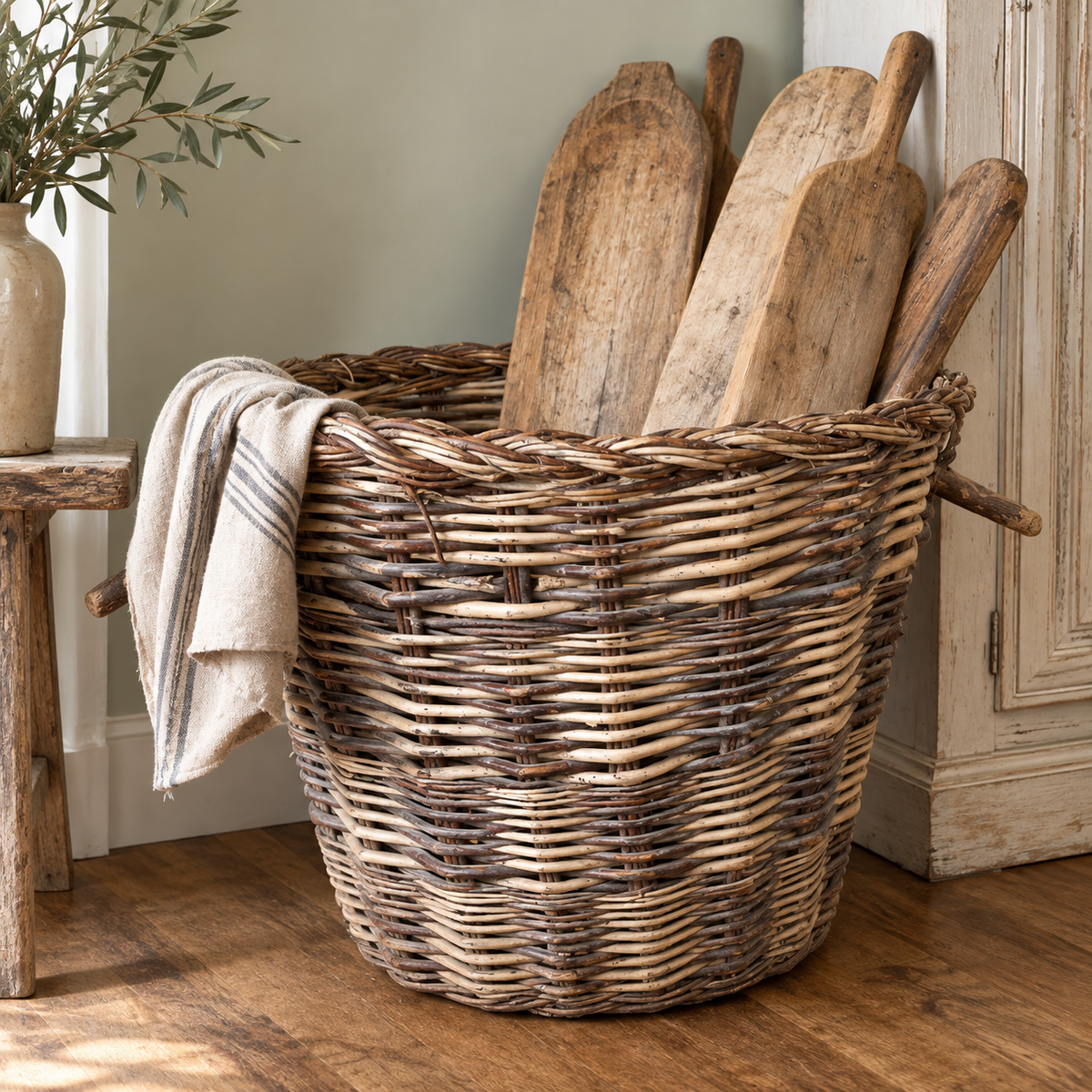 Antique French Willow Basket | Early 20th Century