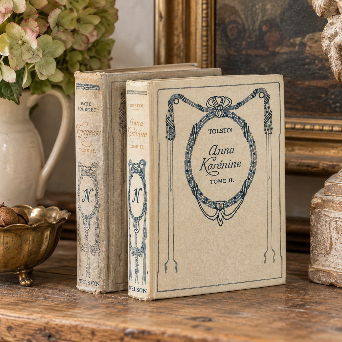 Vintage French Nelson Classics – Tolstoy & Paul Bourget | Set of Two