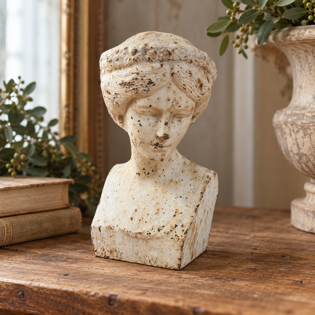 Vintage Cast Iron Classical Female Bust