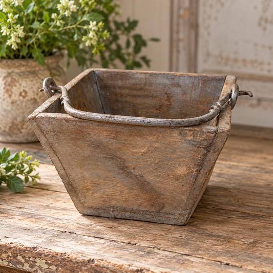 Reclaimed Wood Planter with Metal Handle