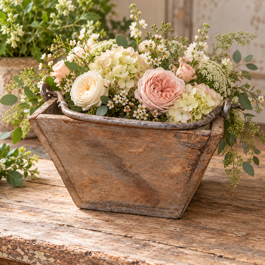 Reclaimed Wood Planter with Metal Handle