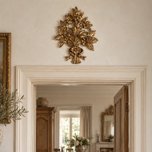 Vintage Italian Giltwood Floral Wall Appliqué