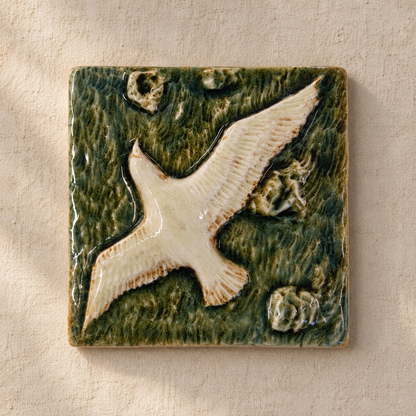 Antique French Barbotine Majolica Tiles, c. 1880–1910
