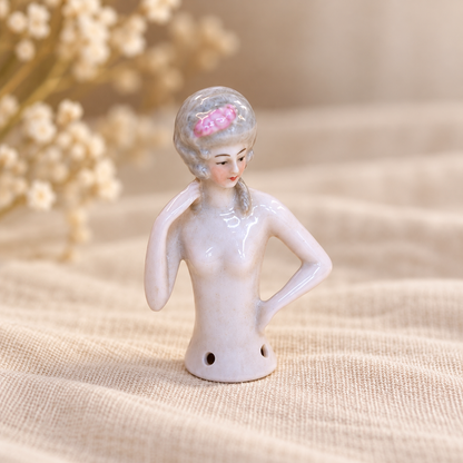 Antique Porcelain Half Doll Pincushion Figures | c. 1920s–30s