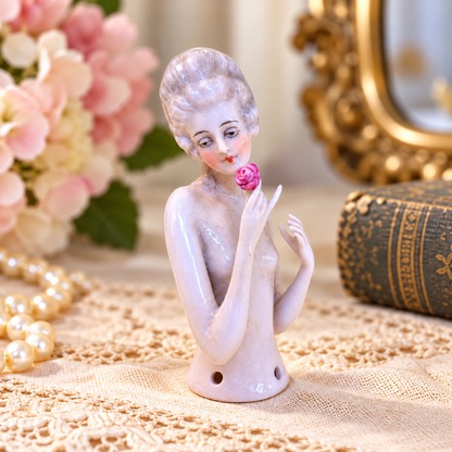 Antique Porcelain Half Doll Pincushion Figures | c. 1920s–30s
