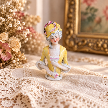 Antique Porcelain Half Doll Pincushion Figures | c. 1920s–30s