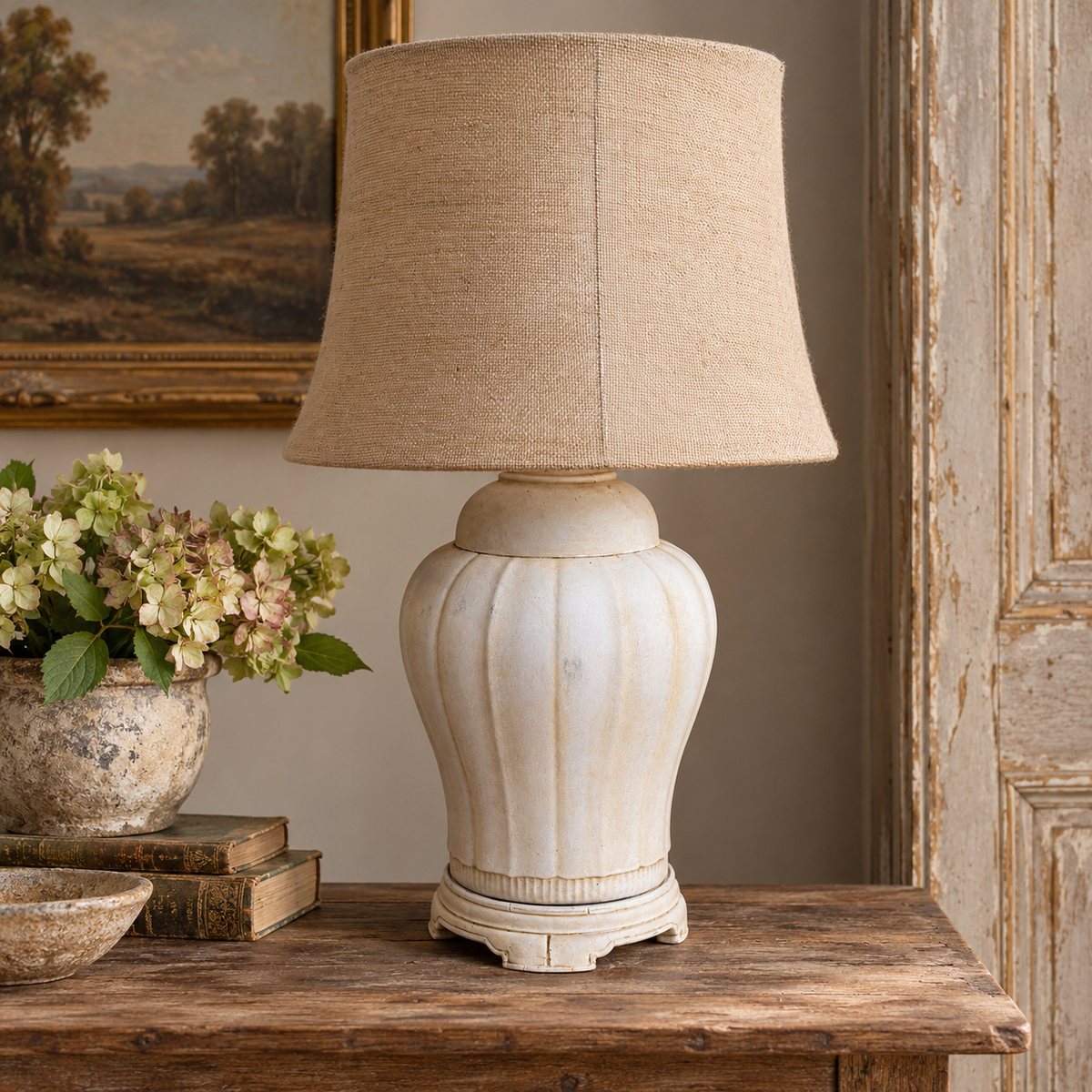 Vintage Fluted Urn Table Lamp