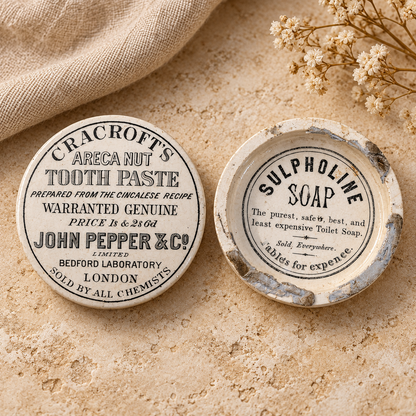 Antique English Toothpaste Pot Lids | Victorian Era
