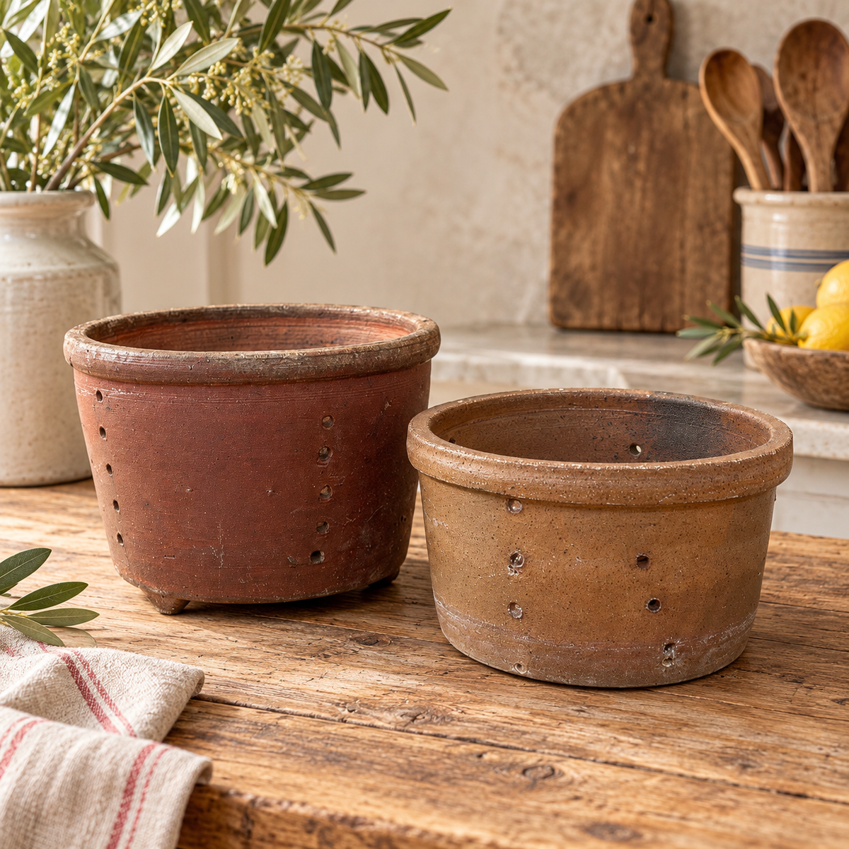 Vintage French Stoneware Cheese Moulds