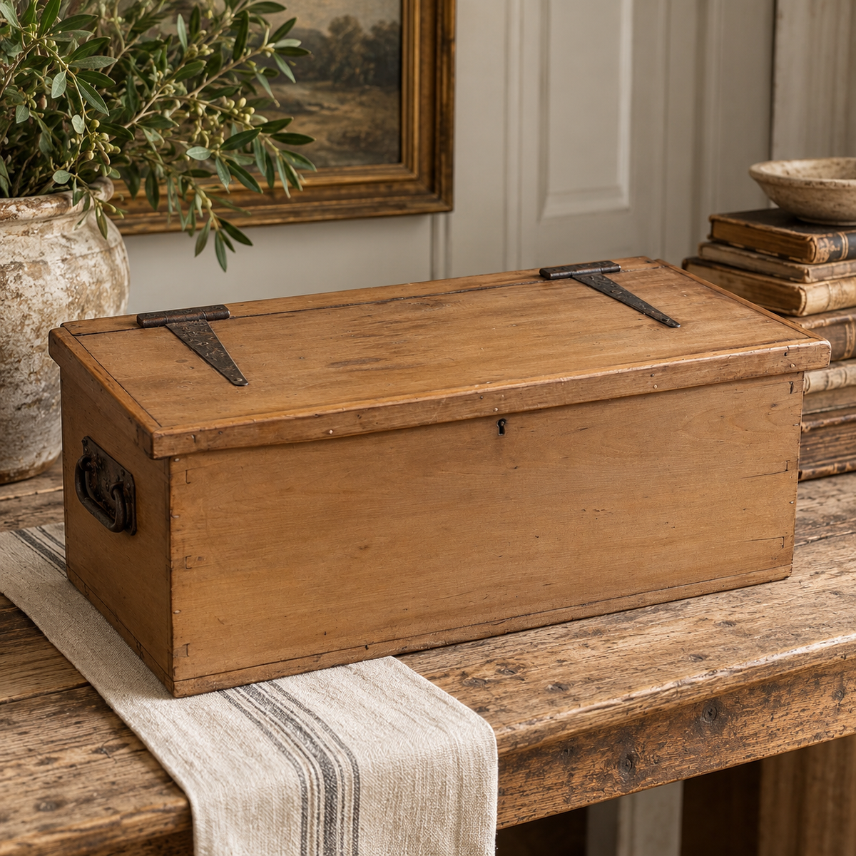 Antique English Pine Storage Chest | Early 20th Century