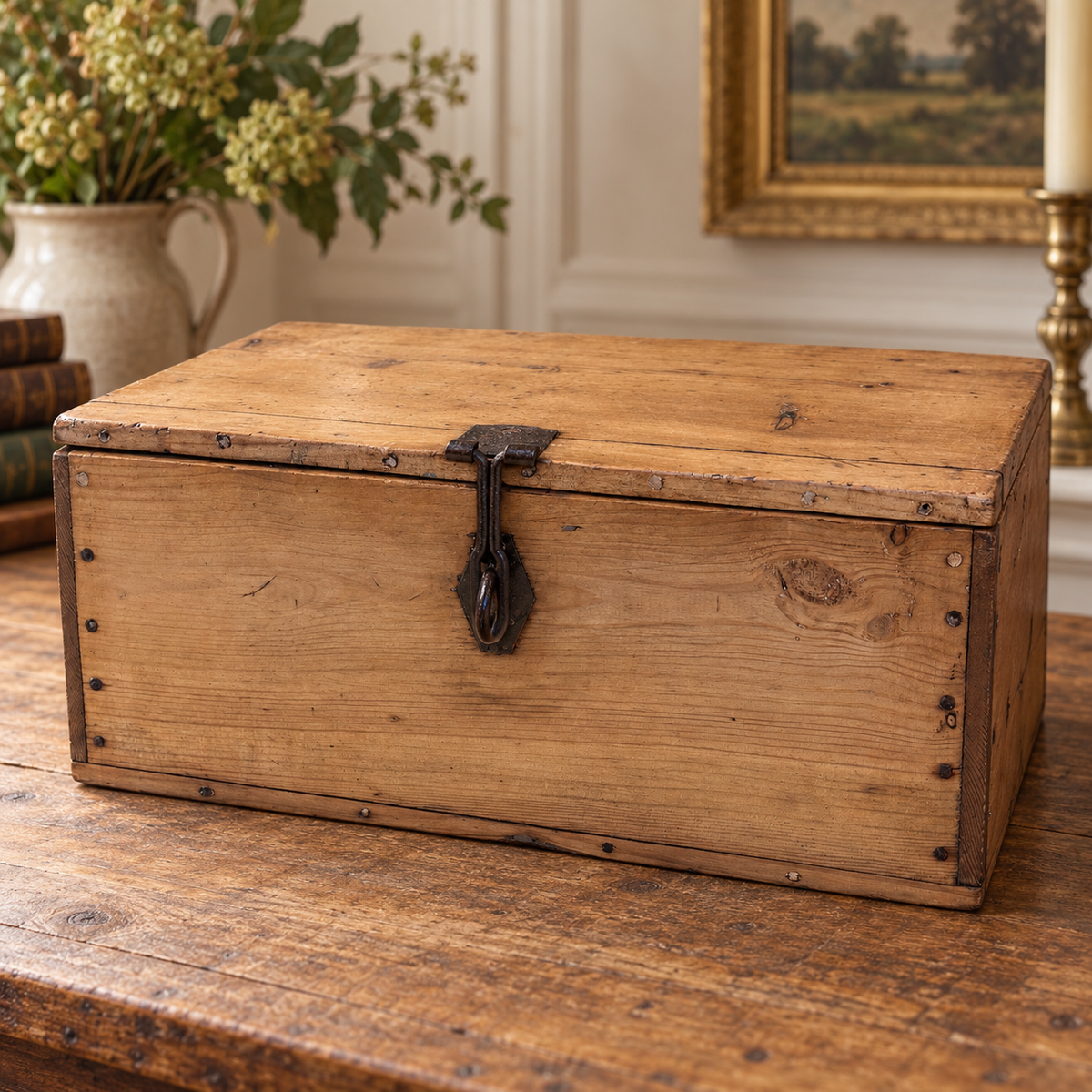 Antique English Pine Storage Box