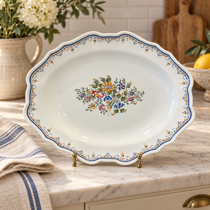 Vintage French Moustiers Faience Serving Platter