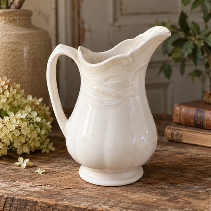 Antique English White Ironstone Pitcher | William Adams & Sons