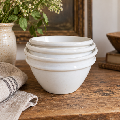 Vintage English Ironstone Pudding Bowls — Set of Three
