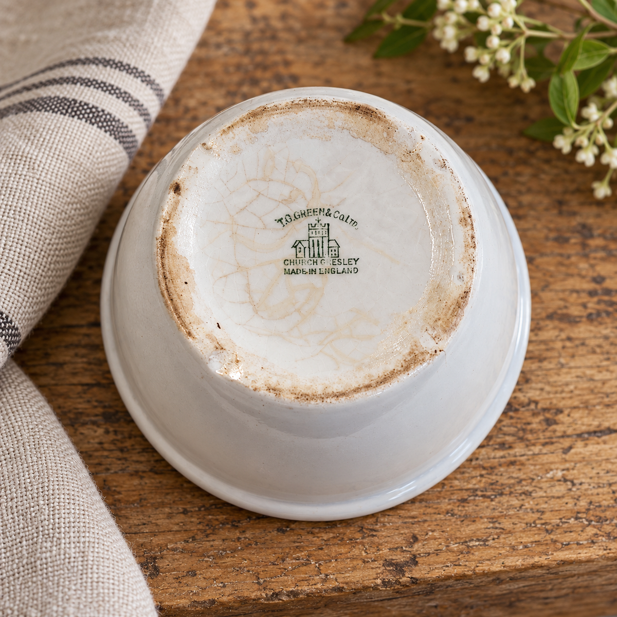 Vintage English Ironstone Pudding Bowls — Set of Three
