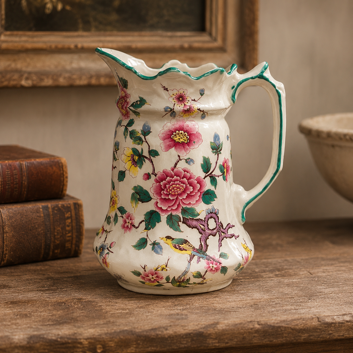 Vintage Old Foley Chinese Rose Floral Pitcher – James Kent, England