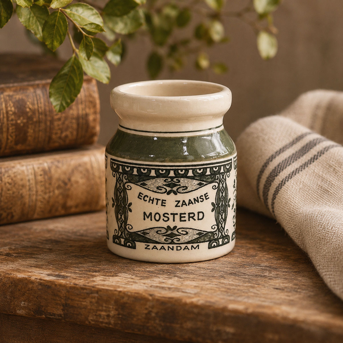 Vintage Dutch Delft-Style Zaanse Mustard Pot