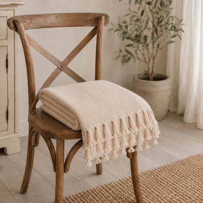 Cream Farmhouse Throw Blanket & Bedspread