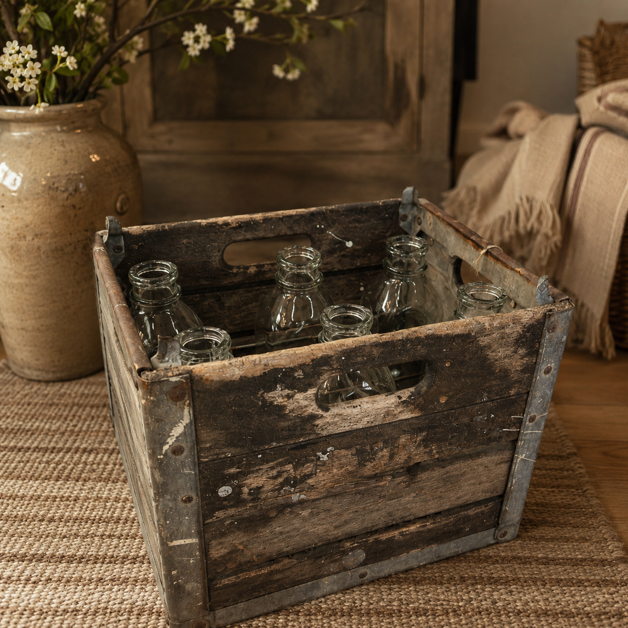 Vintage dairy bottle crate