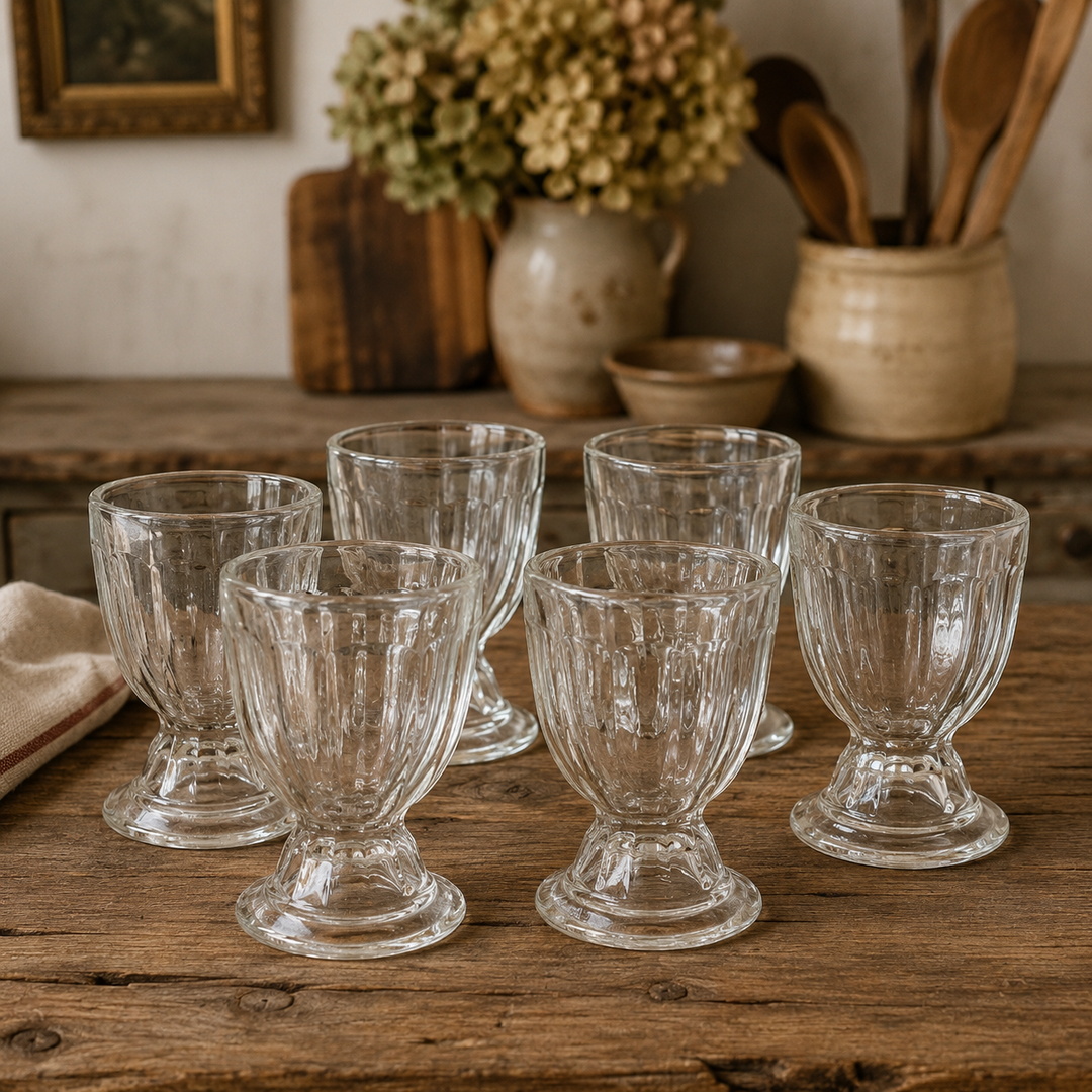 Set of Six Antique French Bistro Glasses