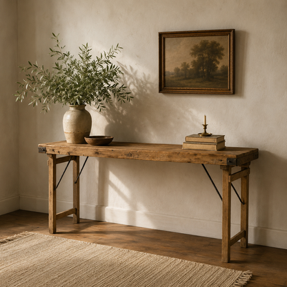 Vintage Folding Bleached Wood Table