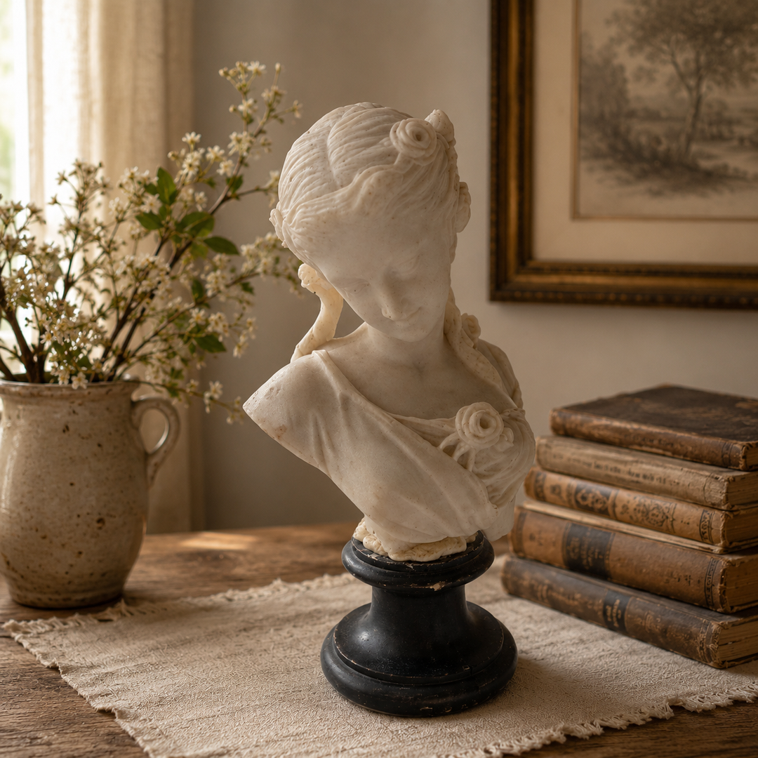 Vintage French Alabaster Bust c. 1930s