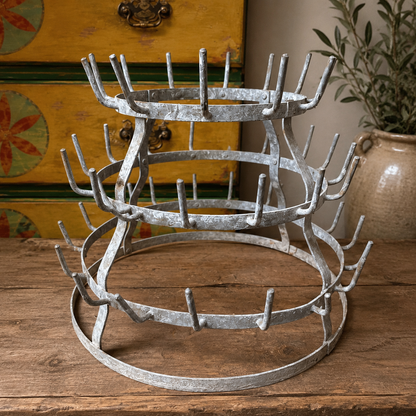 Vintage French Bottle Drying Rack (48-Peg Hérisson à Bouteilles)