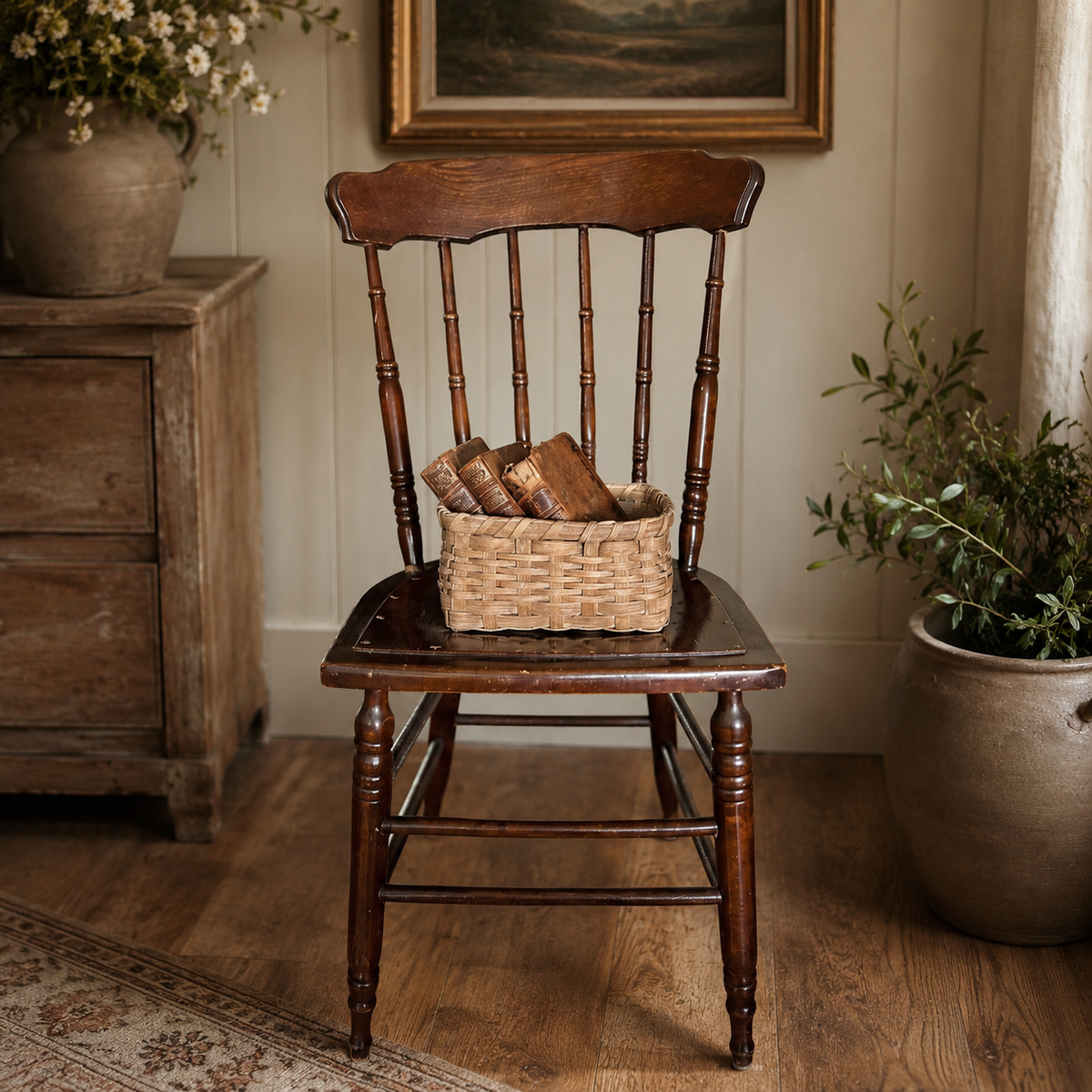 Victorian Country Side Chair with Folk Art Pierced Seat
Circa 1870-1900