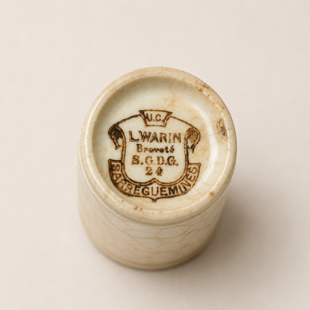 Antique French Sarreguemines Miniature Jam Pot
Circa 1895–1915