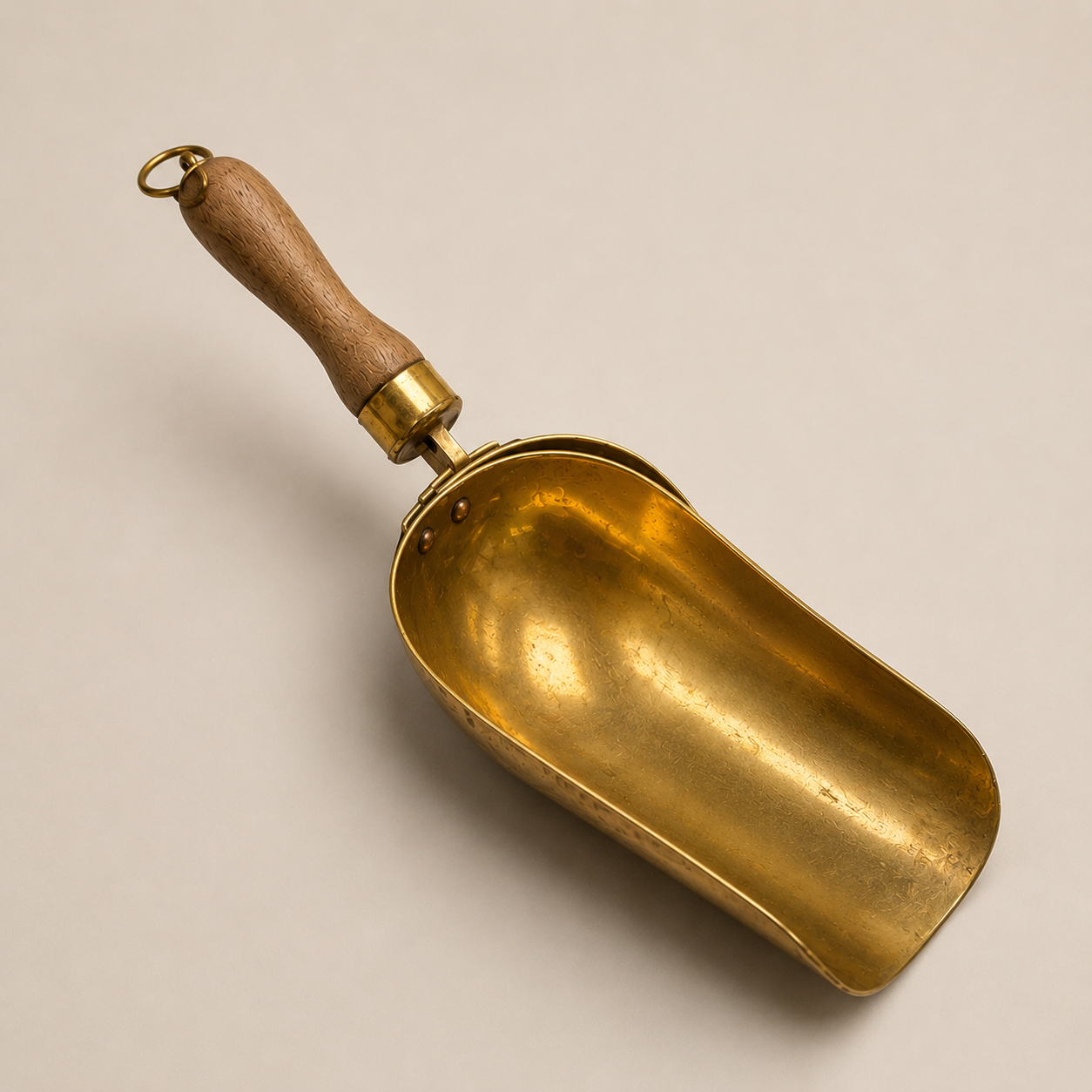 Large French Brass Market Scoop