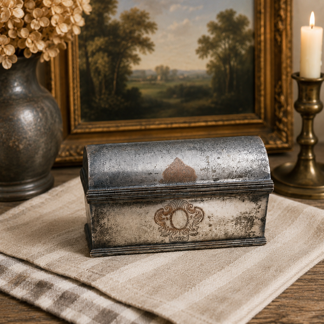 Antique French Silver-Plated Jewelry Casket